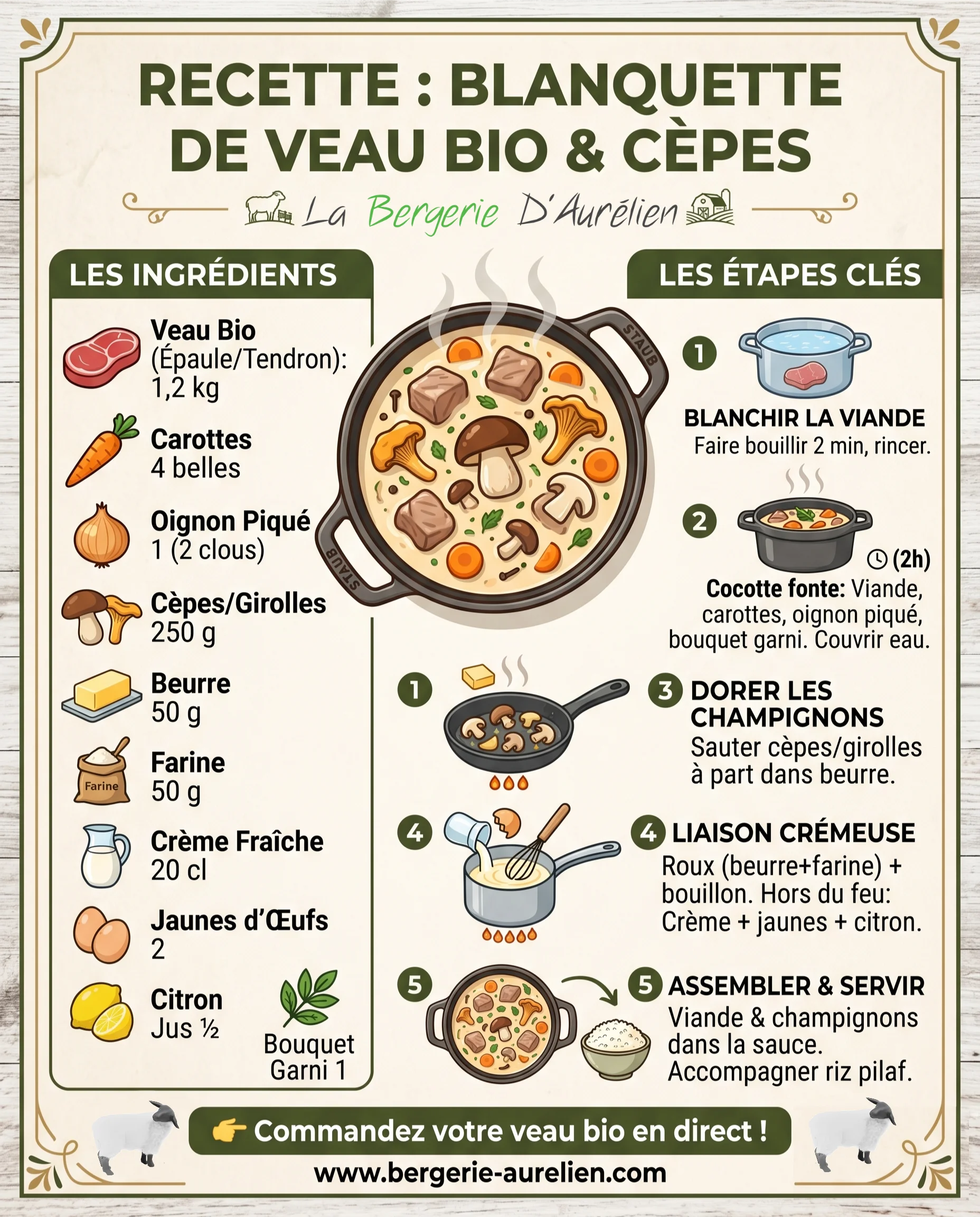 La blanquette de veau BiO de corr&egrave;ze