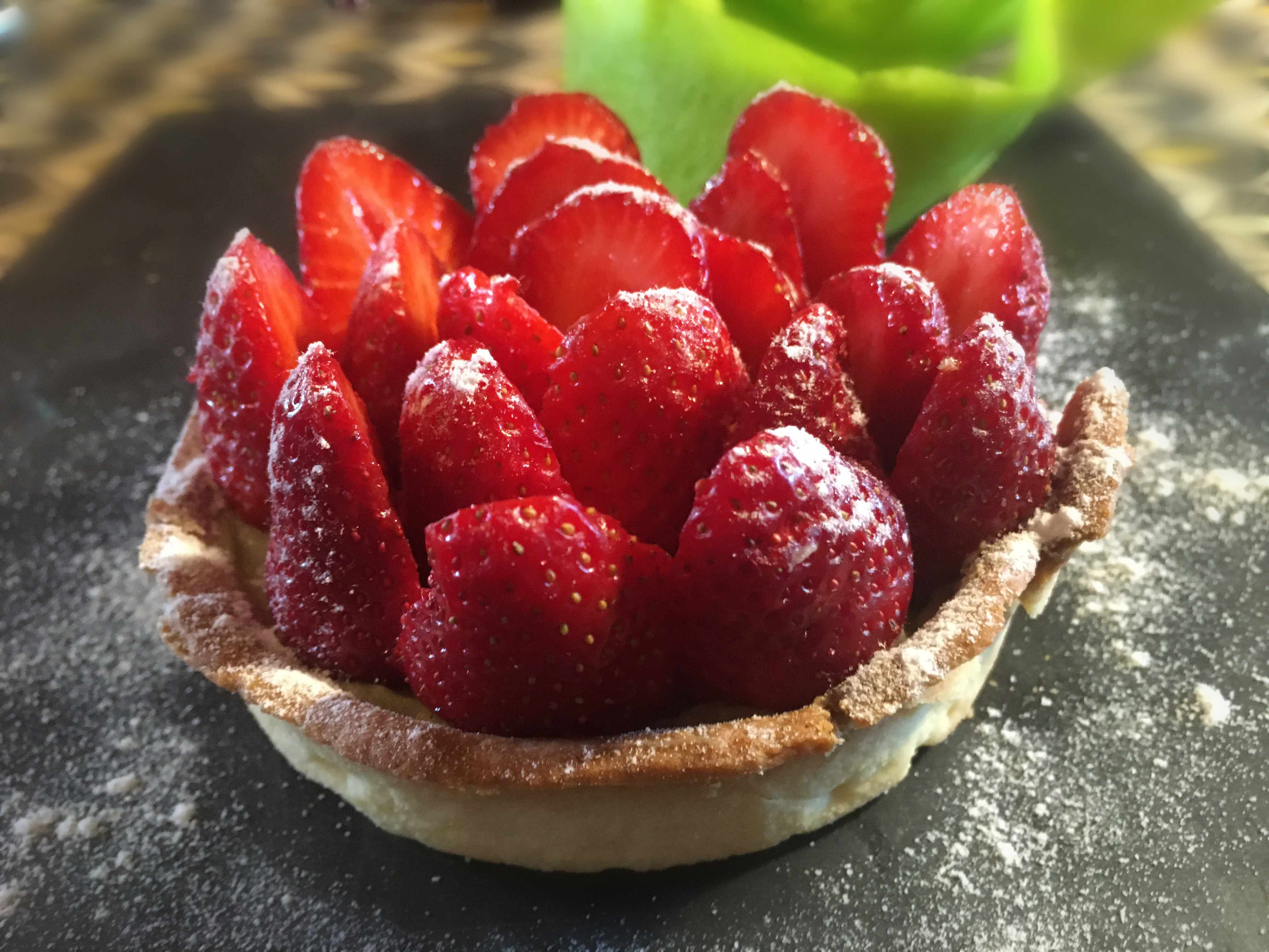 Tartelette aux fraises et crème de pistache