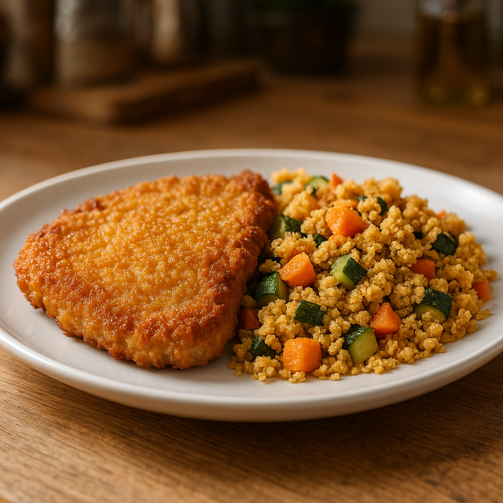 Crumble aux pêches jaunes et myrtilles